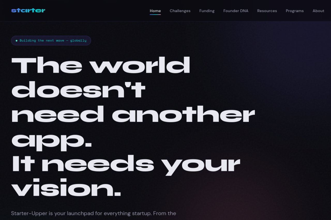 Full website screenshot of starter-upper.com