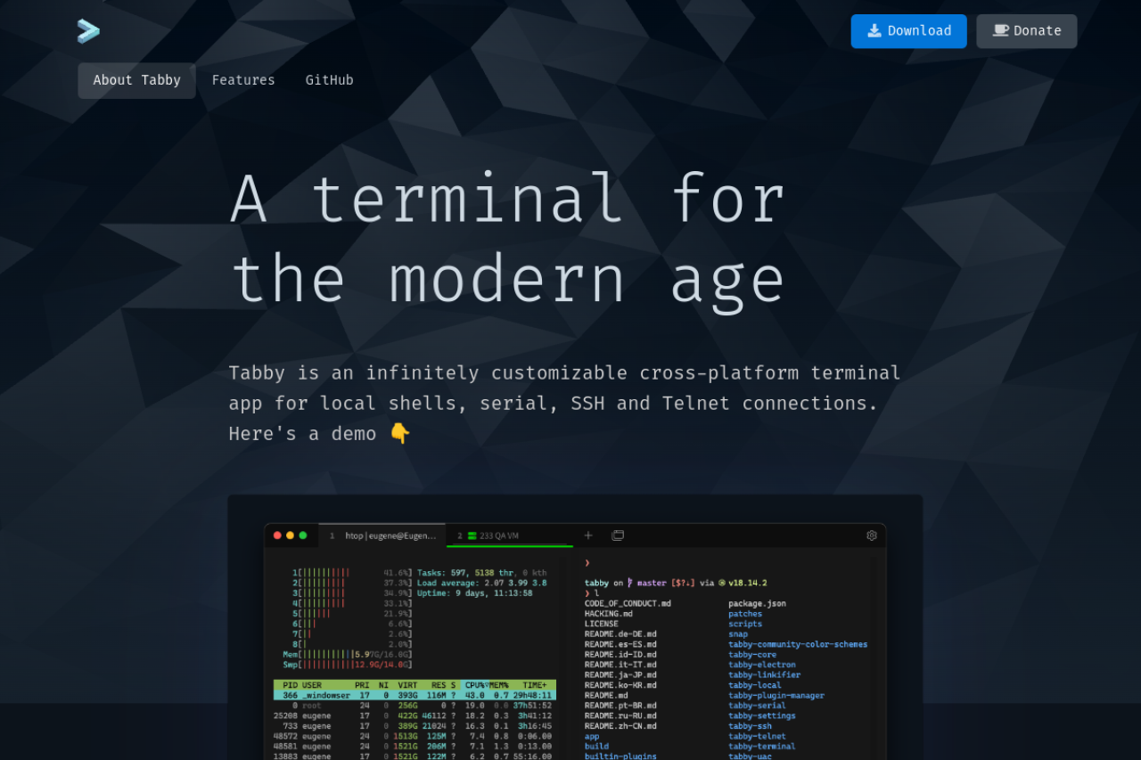 Tabby - a terminal for a more modern age 界面预览