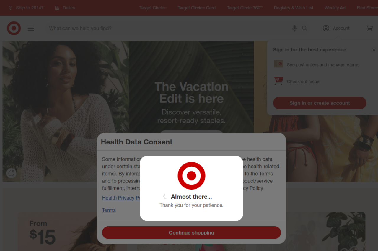 Screenshot of target.com
