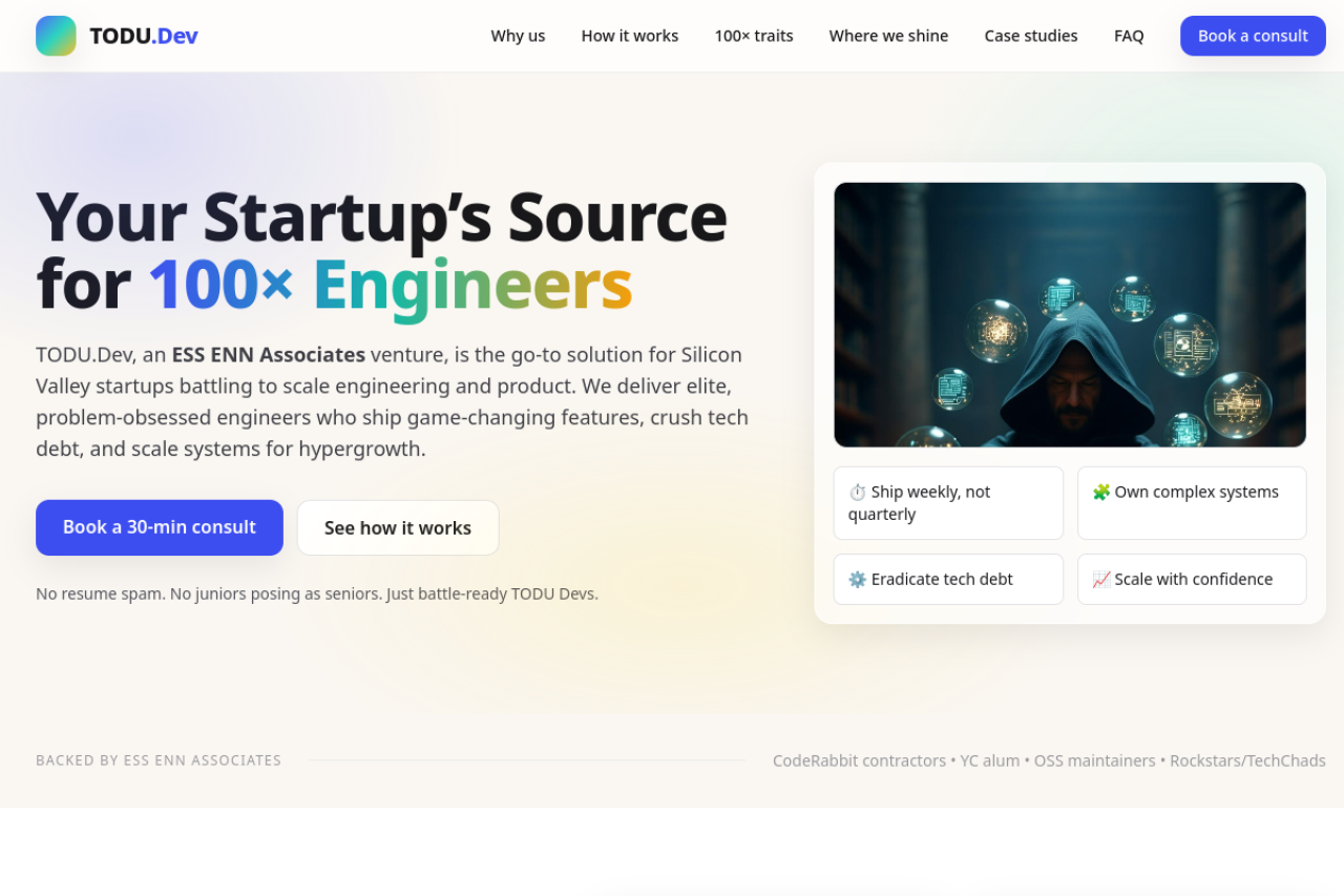 Full website screenshot of todu.dev