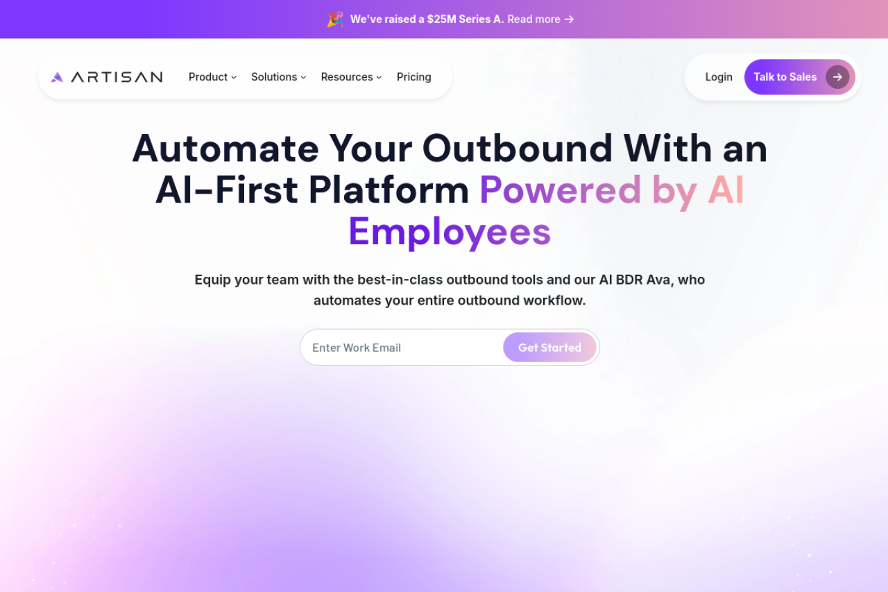 Artisan website screenshot