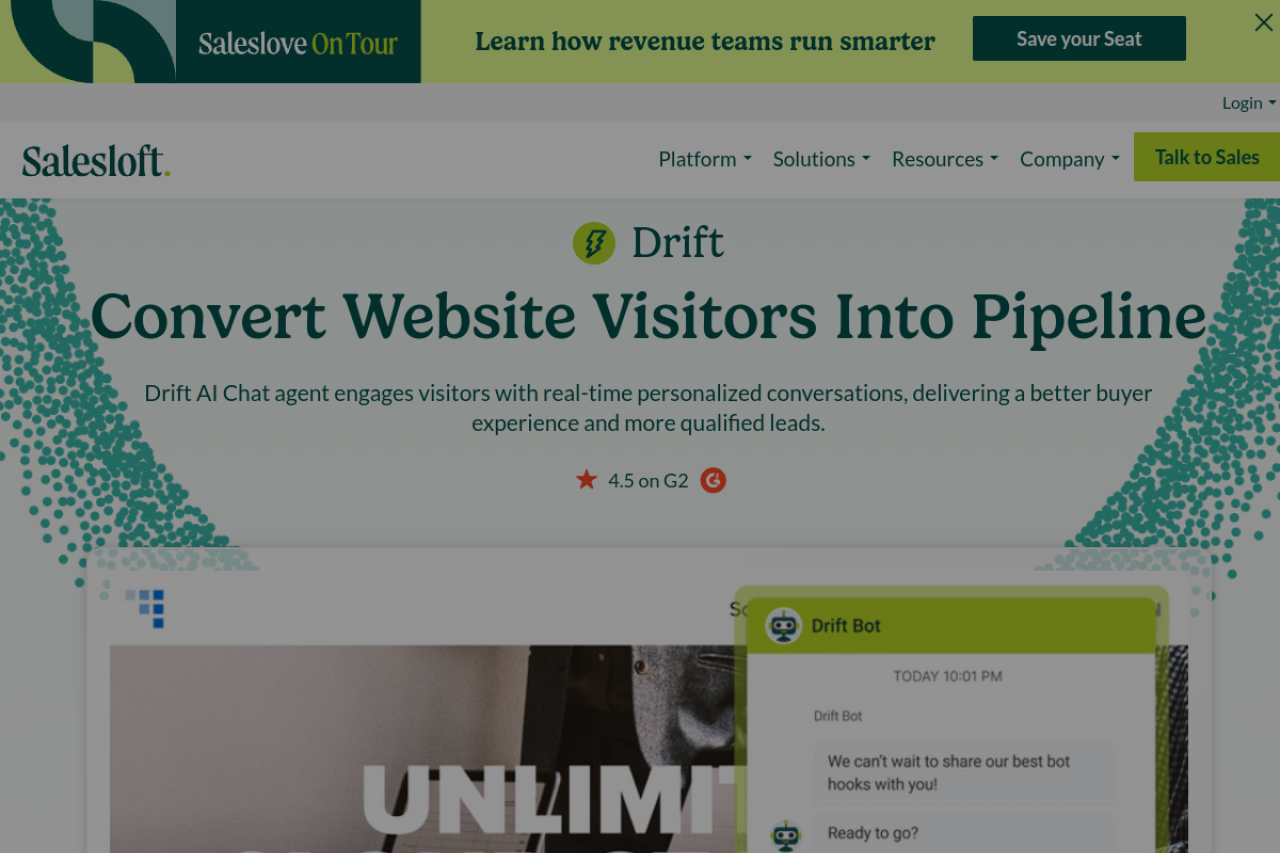 Drift by Salesloft website screenshot