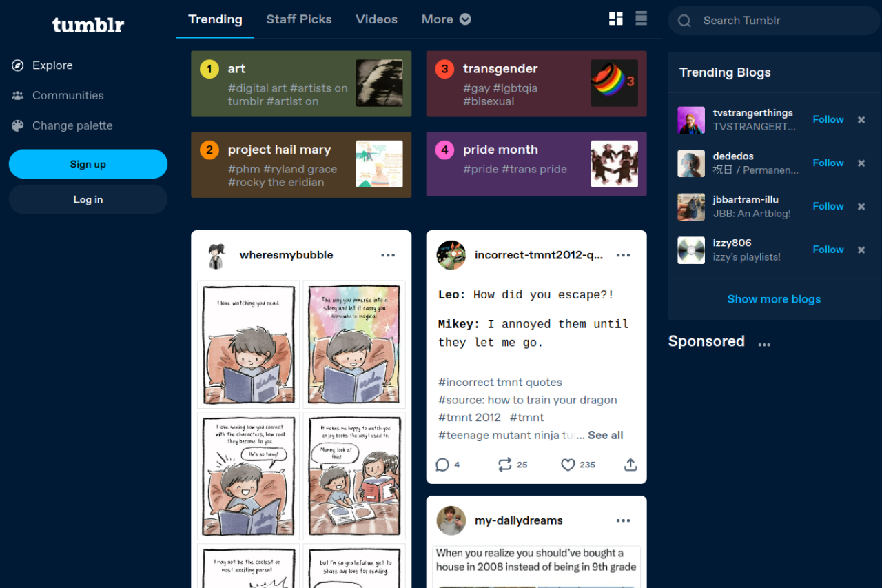 Trending topics on Tumblr
