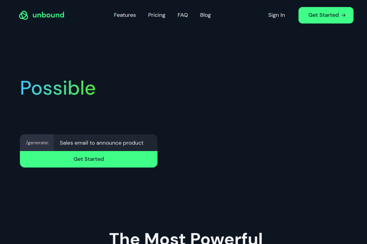 Unbound website screenshot