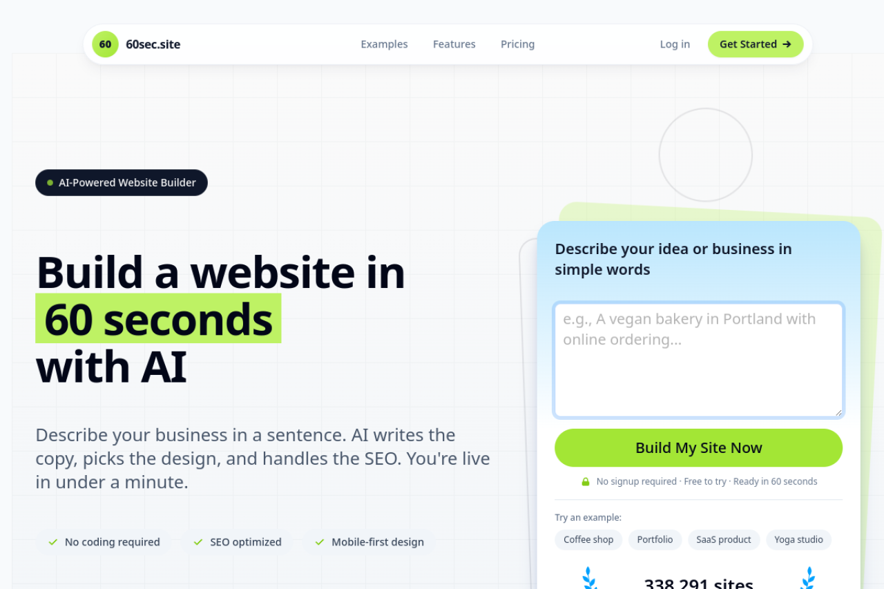 60sec.site website screenshot