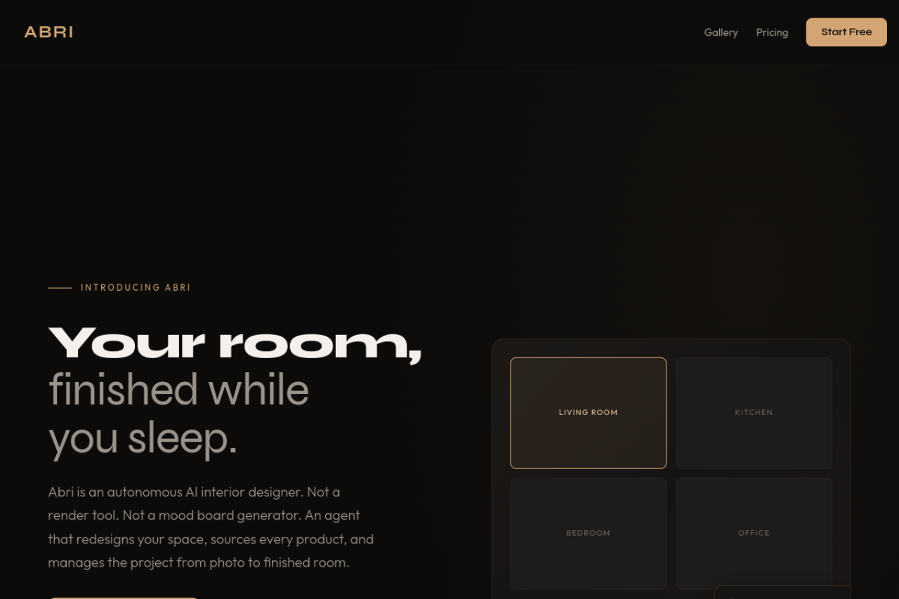 Abri website screenshot