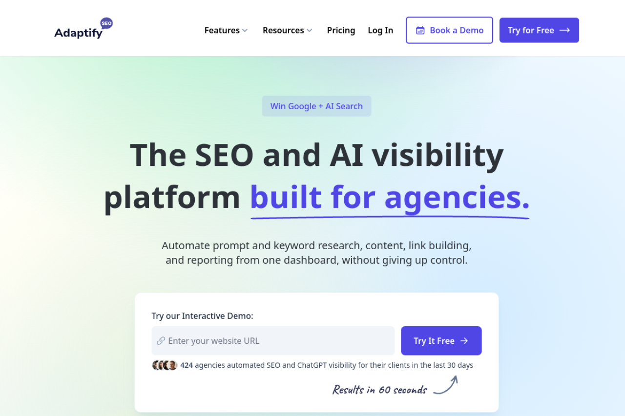 Adaptify SEO website screenshot
