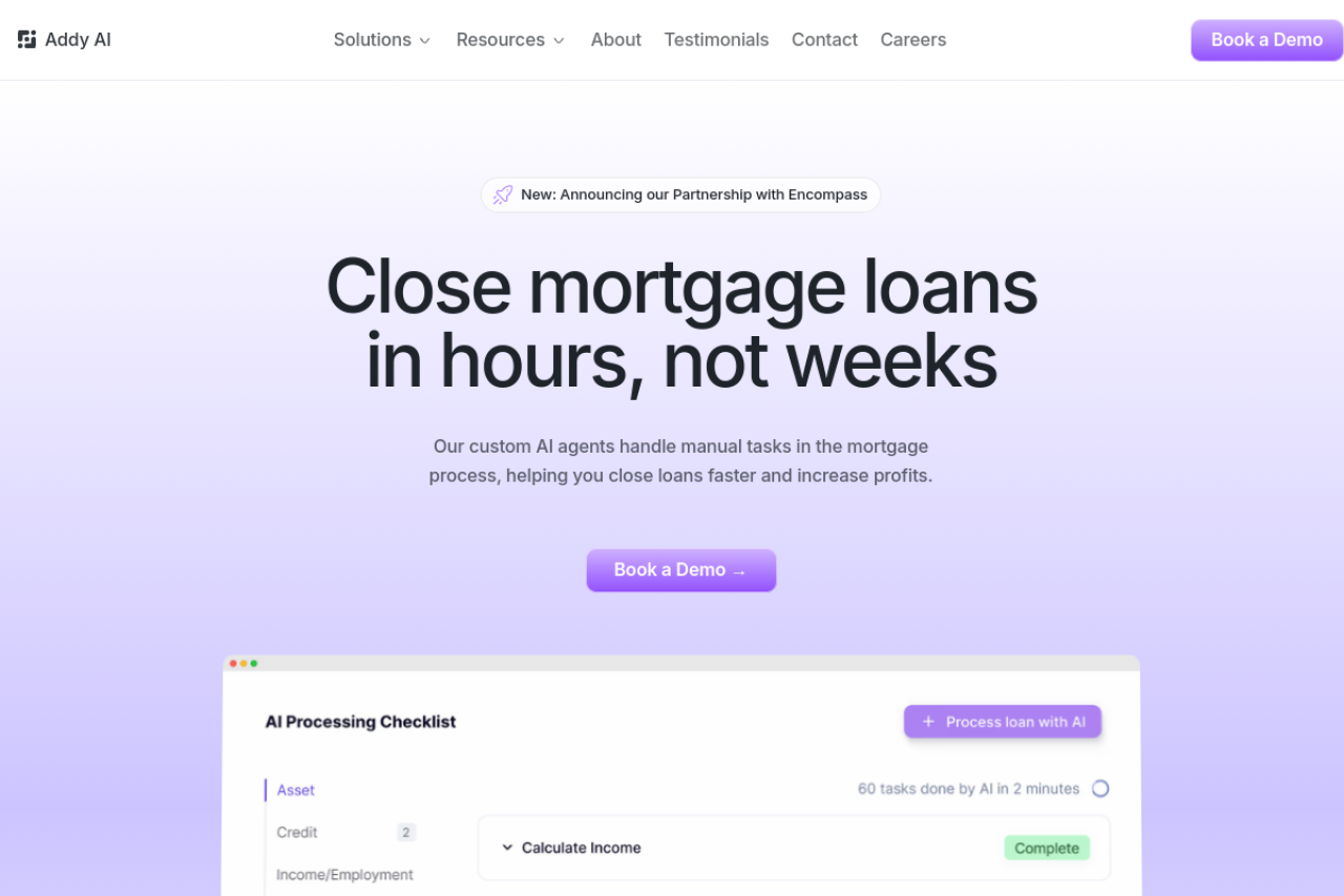Addy website screenshot
