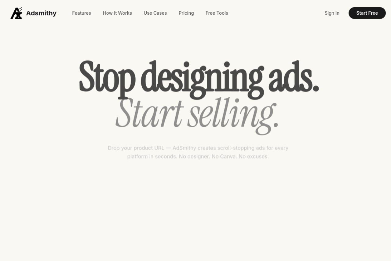 Adsmithy website screenshot