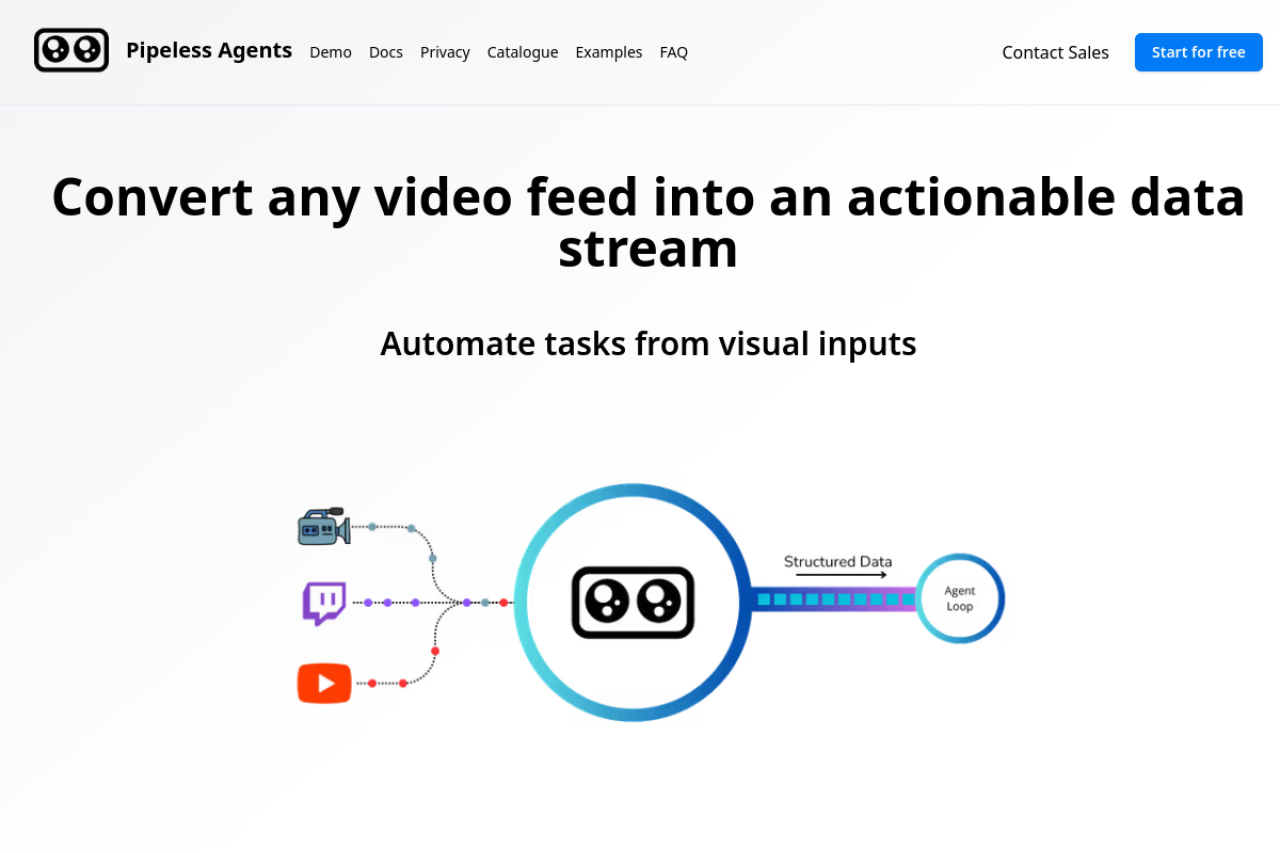 Pipeless Agents website screenshot