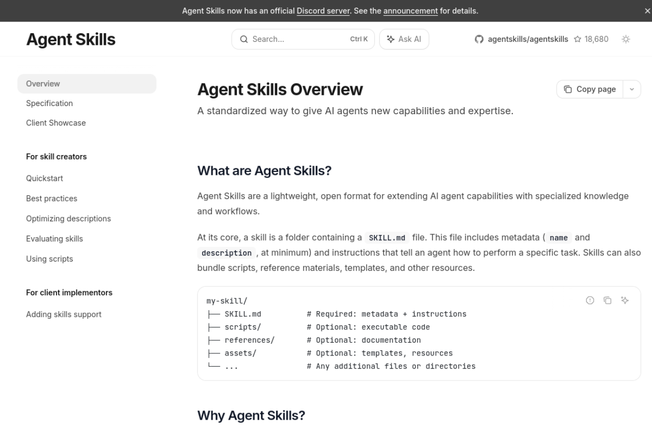 Agent Skills website screenshot