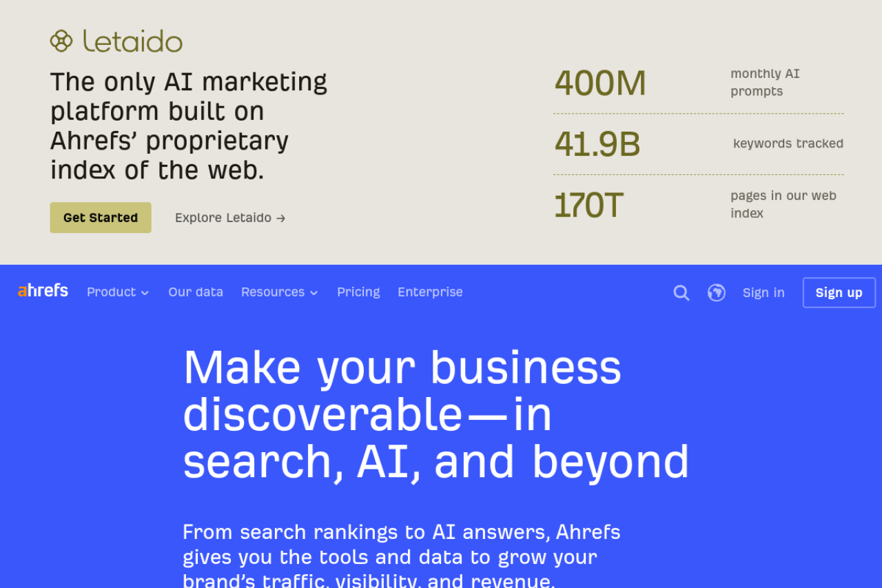 Ahrefs homepage screenshot