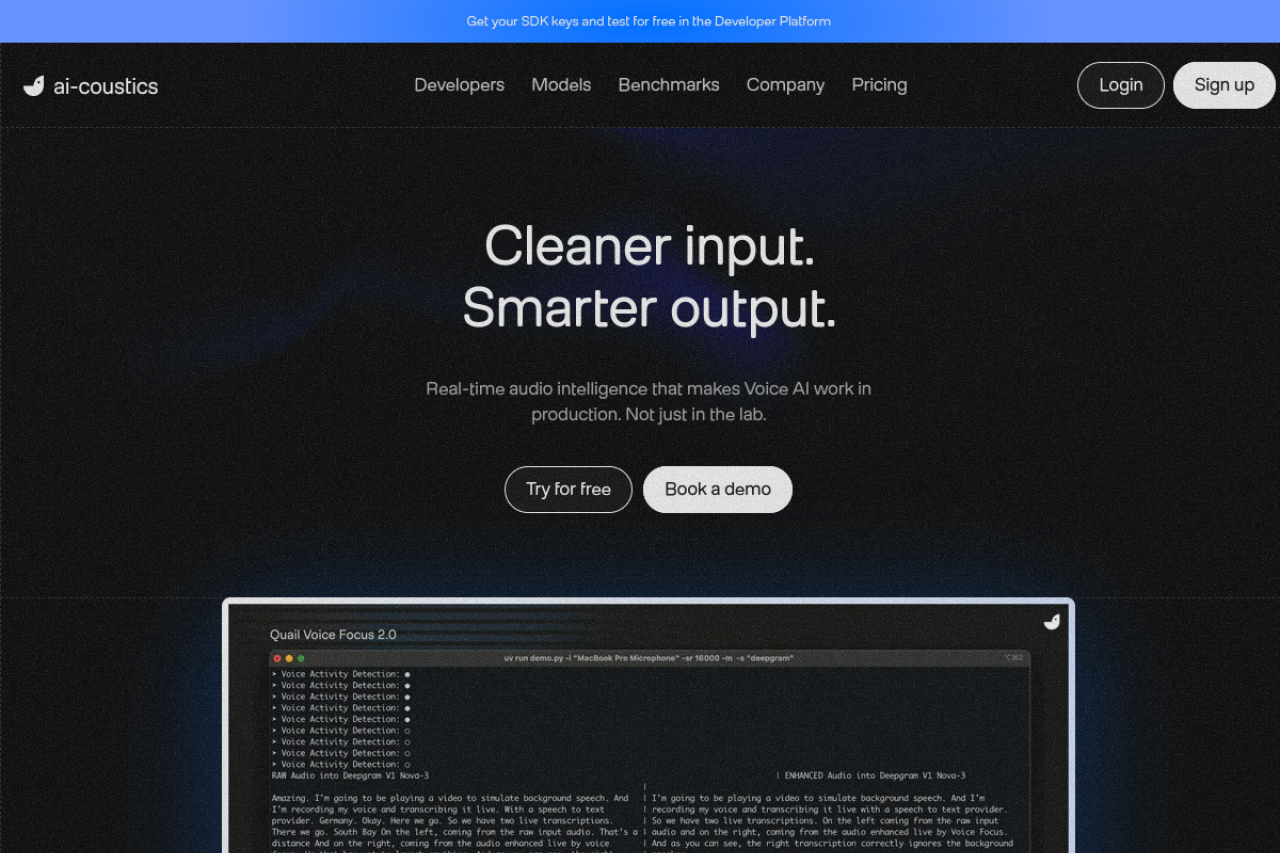 AI coustics website screenshot