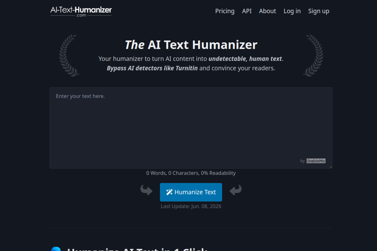 Ai Text Humanizer Com website screenshot