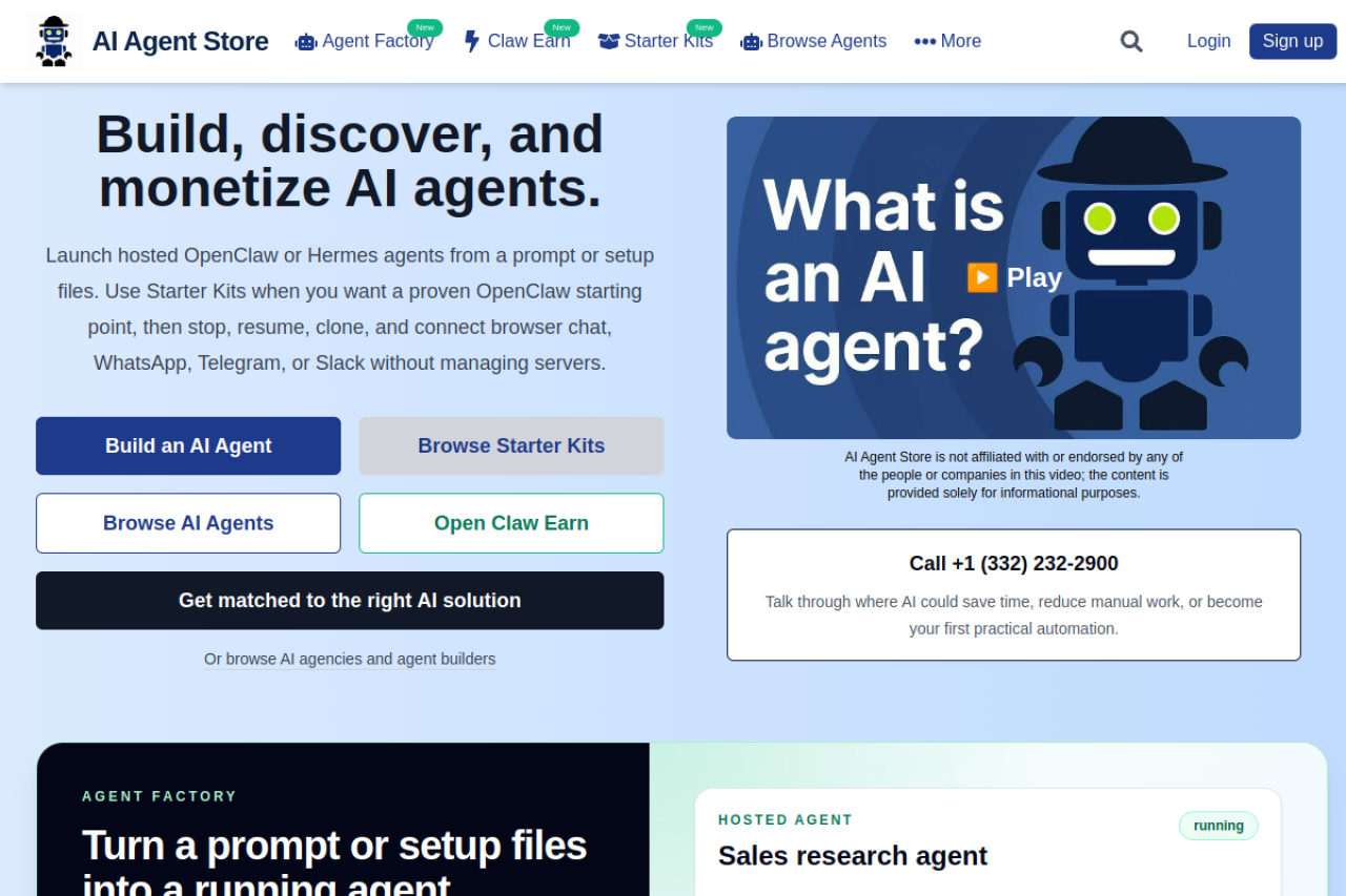 Ai Agent Store website screenshot