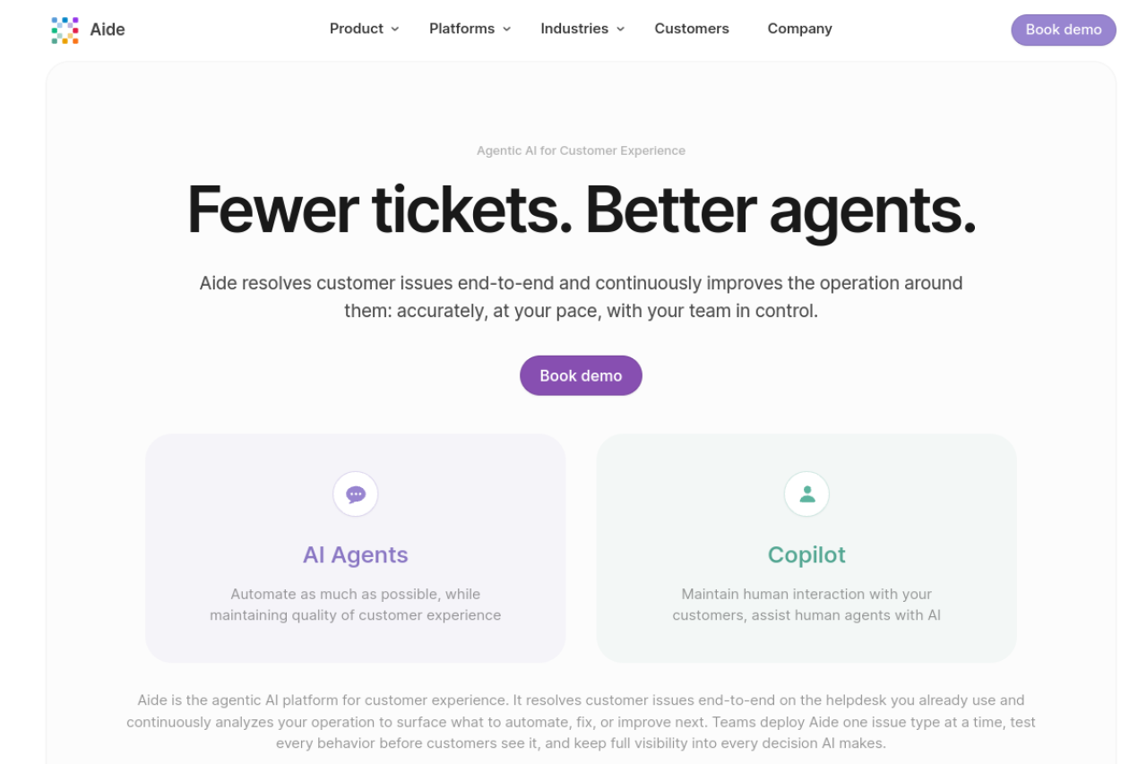 Aide website screenshot
