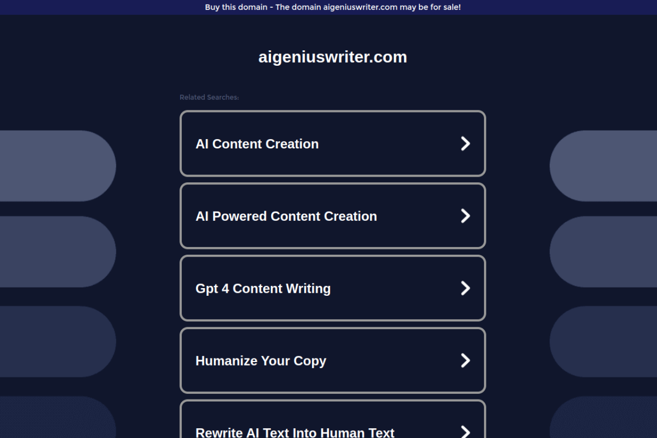 Ai Genius Writer Ecommerce Writing website screenshot