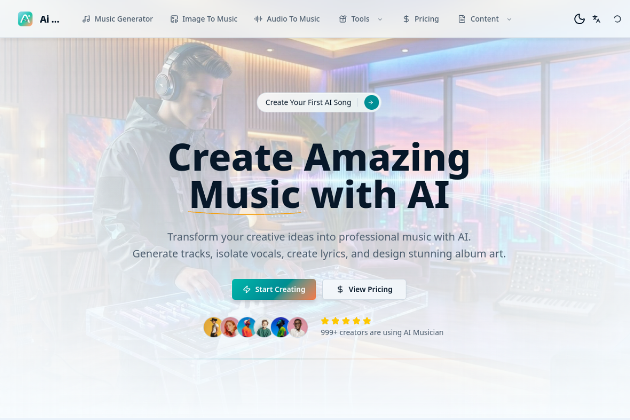 Ai Musician Ai Music Generator website screenshot