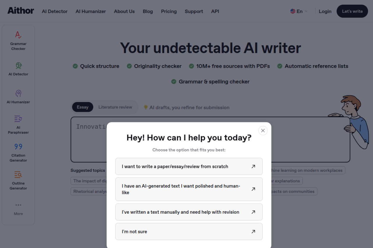 Aithor website screenshot