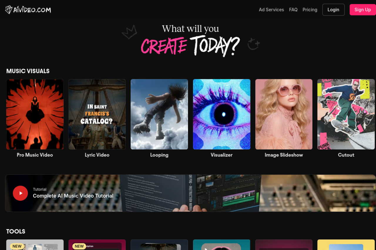 Aivideo website screenshot
