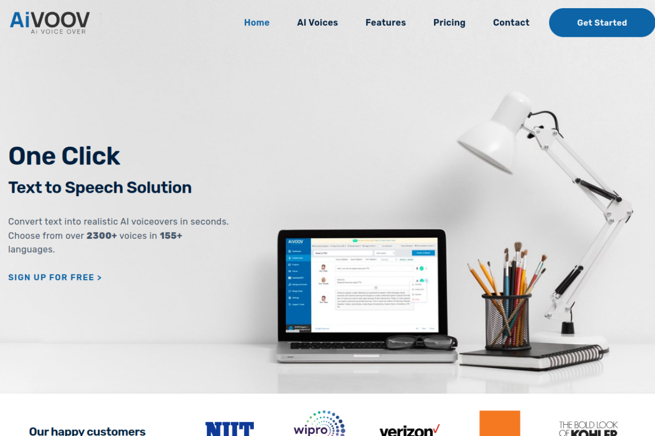Aivoov Text To Speech Solution website screenshot