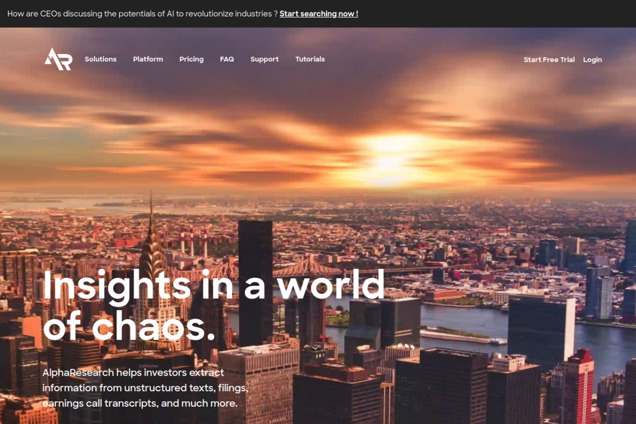 Alpharesearch website screenshot
