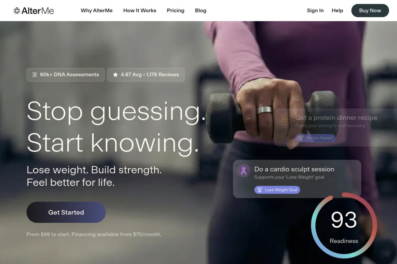 Alter website screenshot