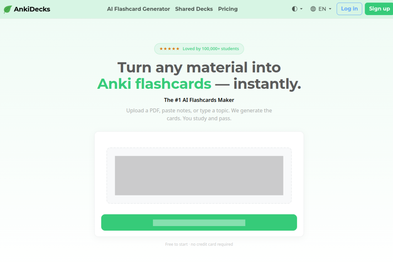 AnkiDecks AI website screenshot