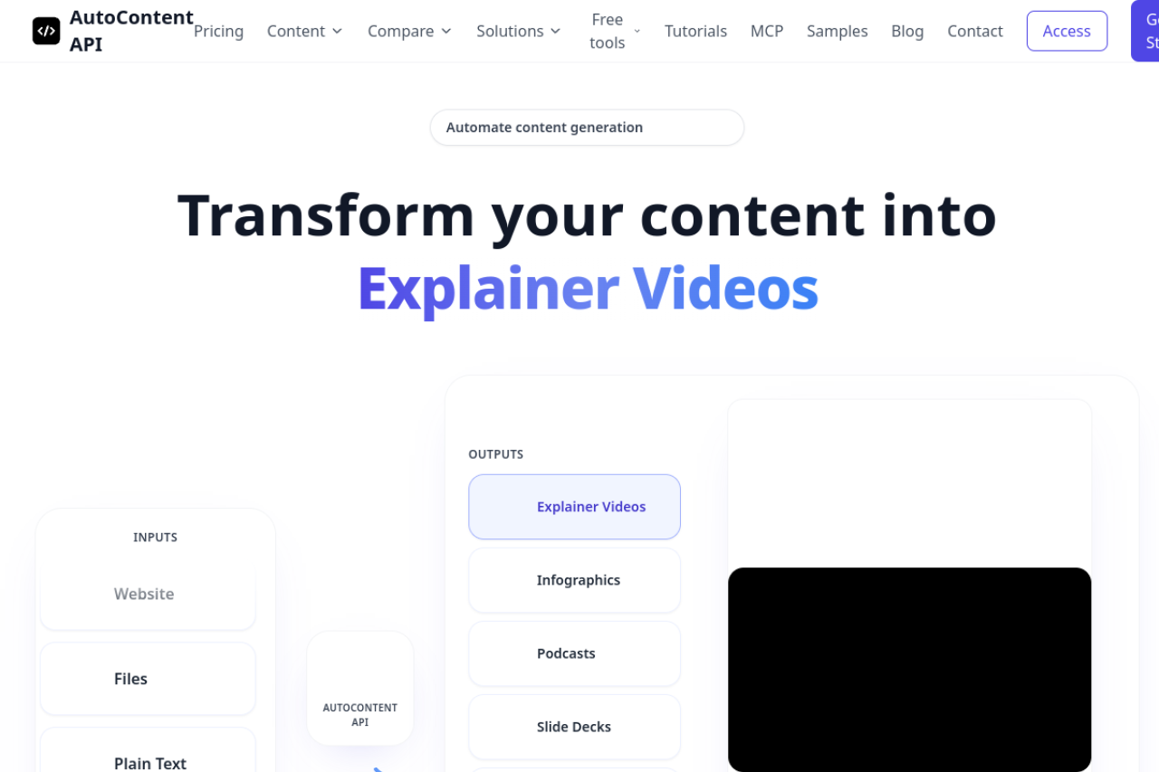 Autocontent Api website screenshot