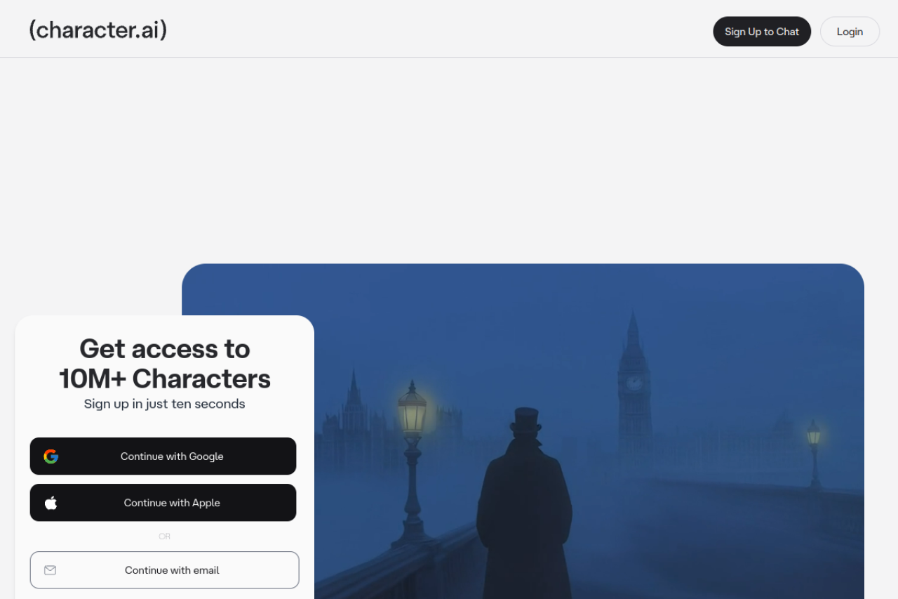 Character Ai website screenshot