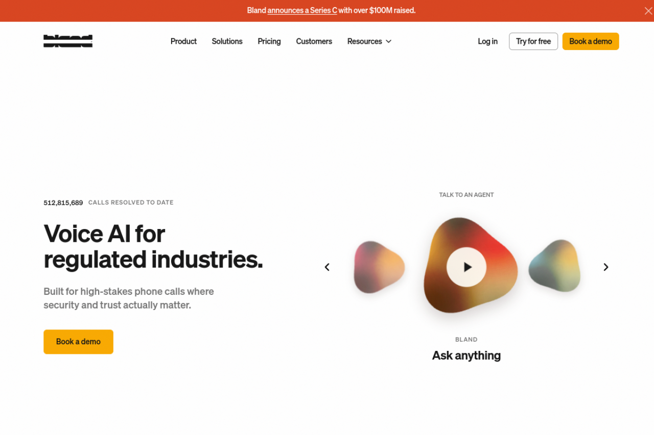 Bland Ai website screenshot