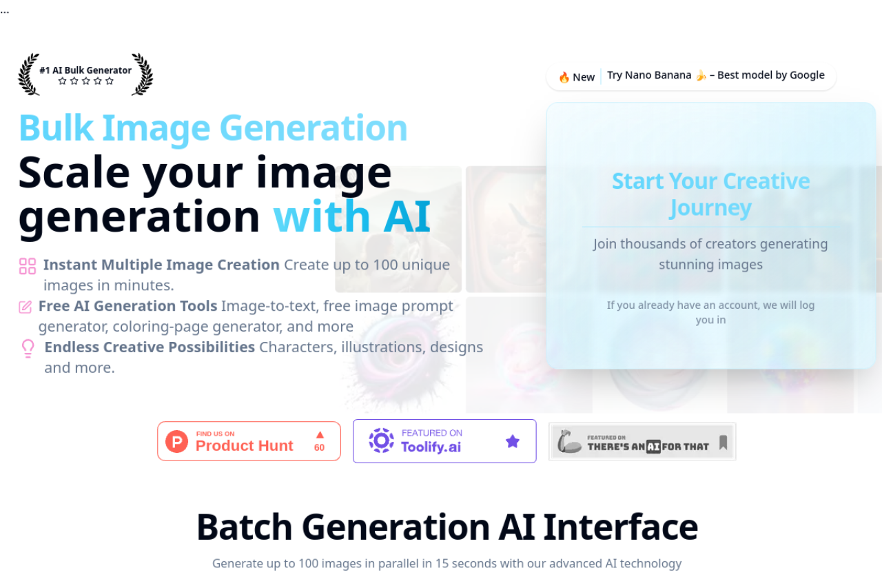 Bulk Image Generation website screenshot