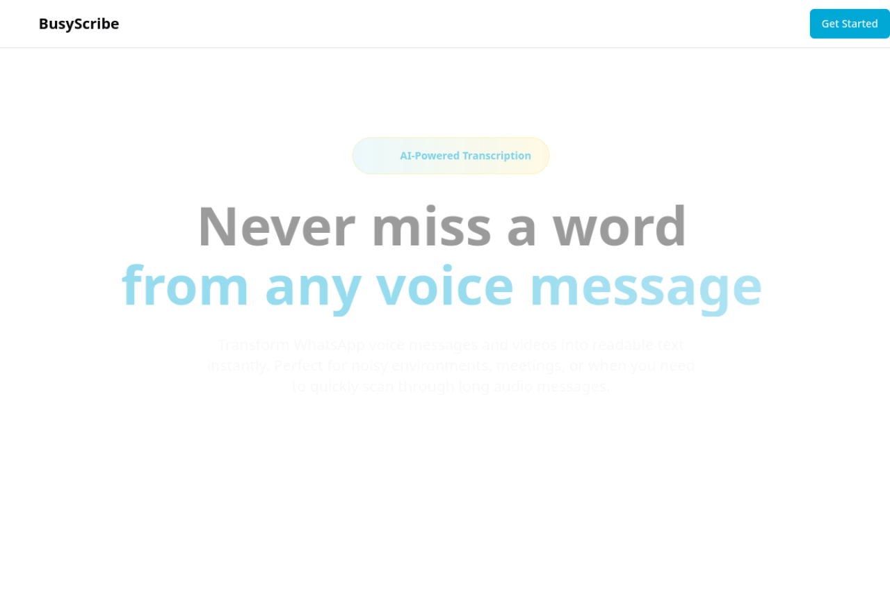 Busyscribe website screenshot