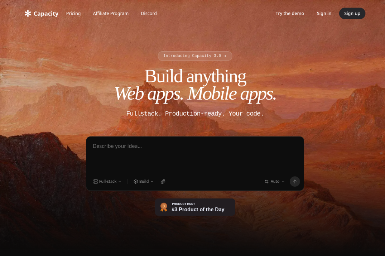 Capacity website screenshot