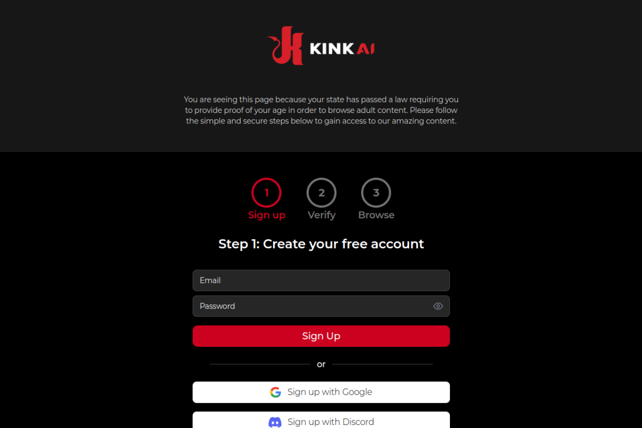 Kink Ai website screenshot