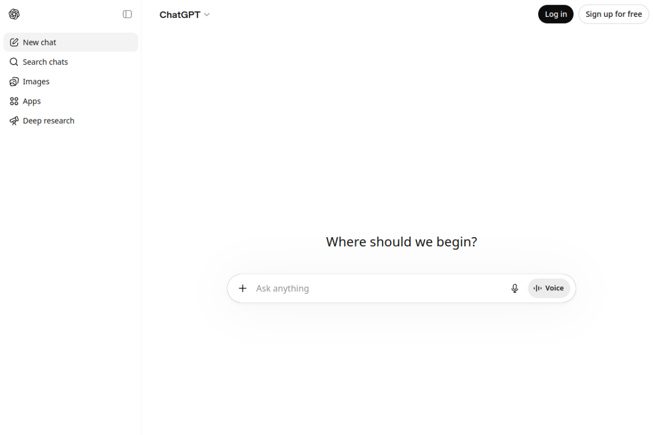 ChatGPT website screenshot