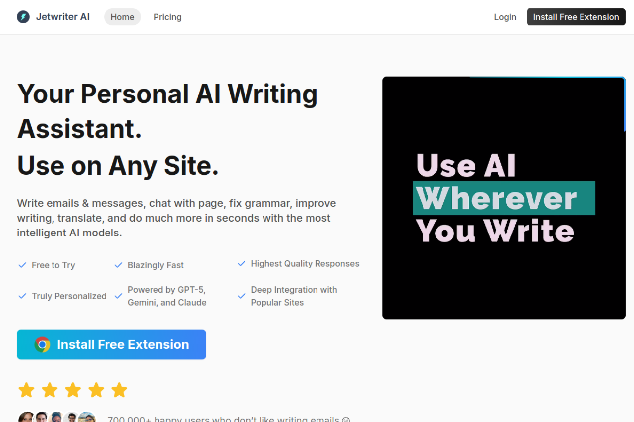 ChatGPT Writer website screenshot