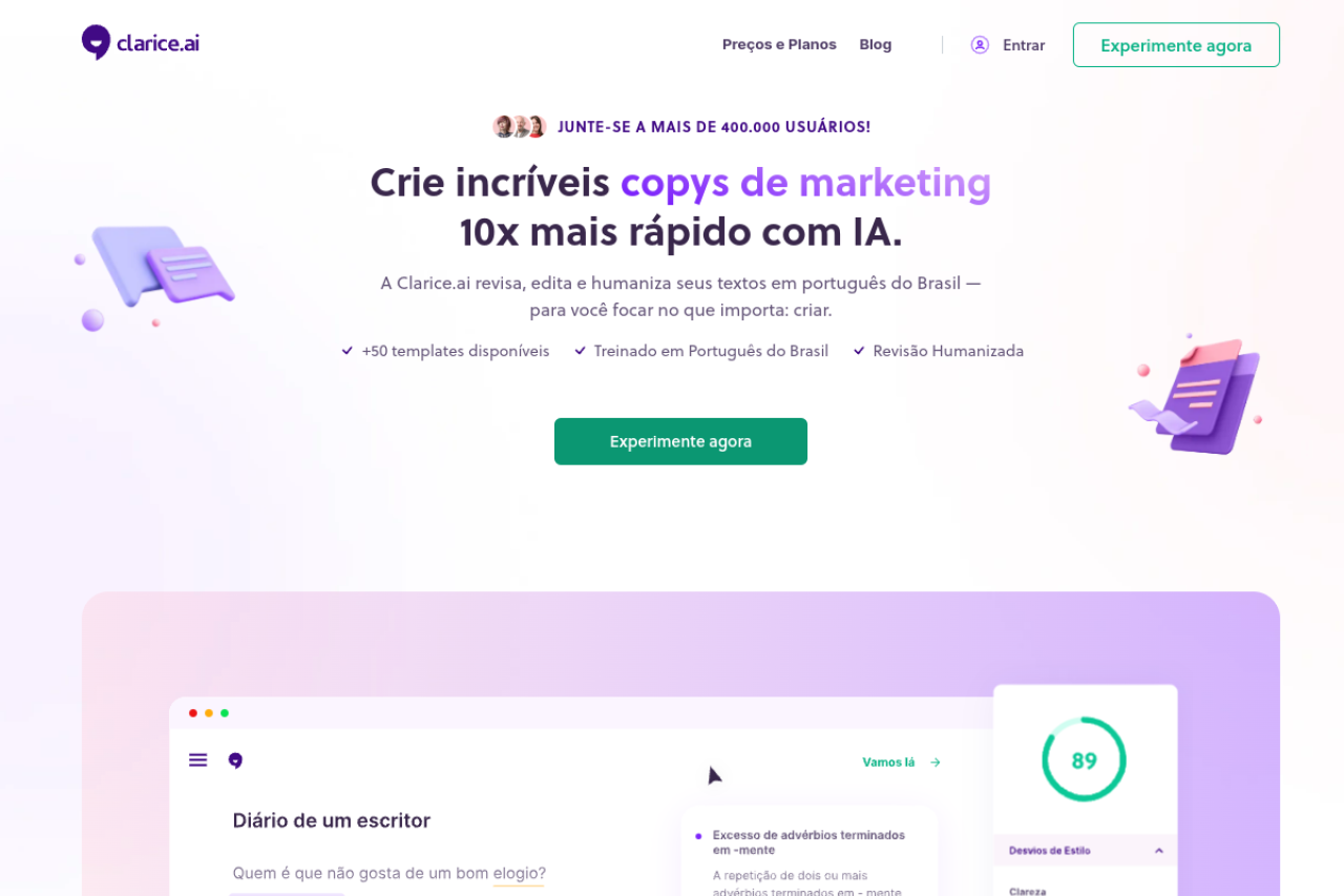 Clarice Ai website screenshot