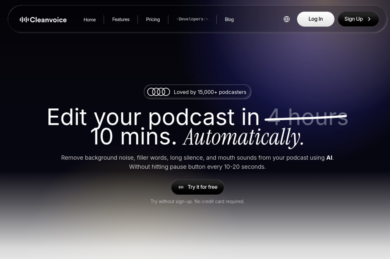 Cleanvoice Ai website screenshot