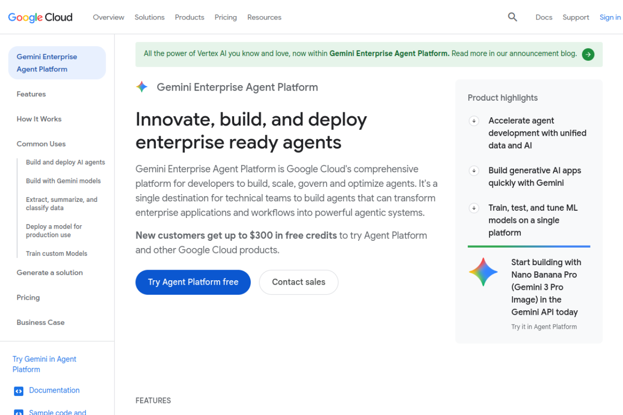 Google Cloud Vertex AI website screenshot