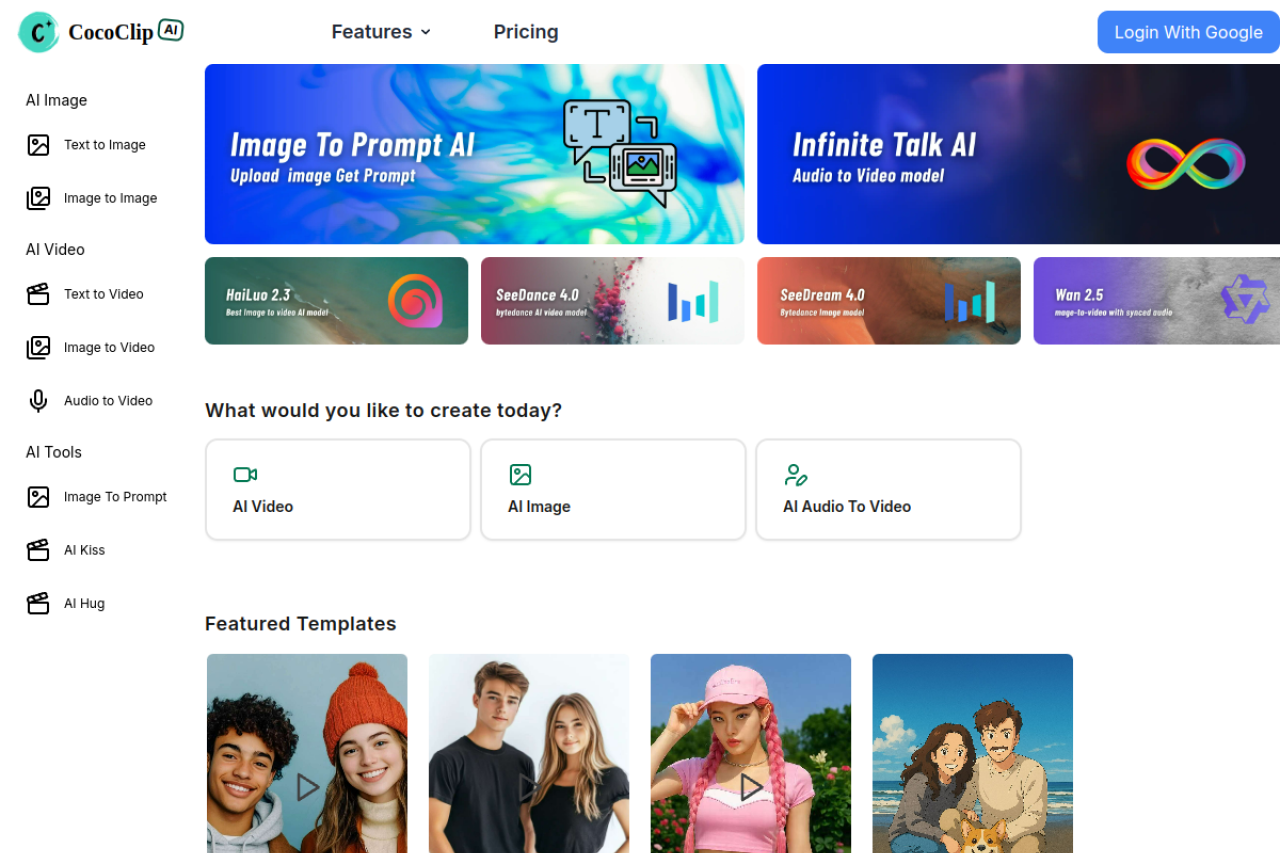 Cococlip Ai website screenshot