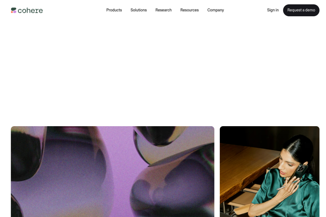 co:here website screenshot