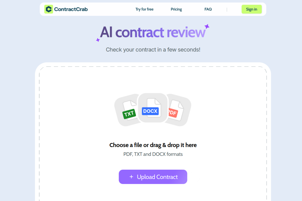 Contractcrab website screenshot