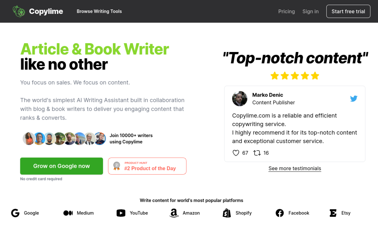 Copylime Com website screenshot