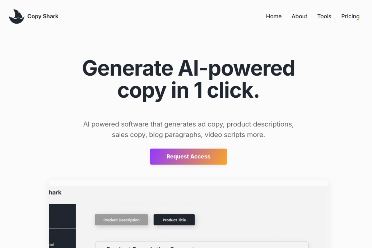 Copyshark Ai website screenshot