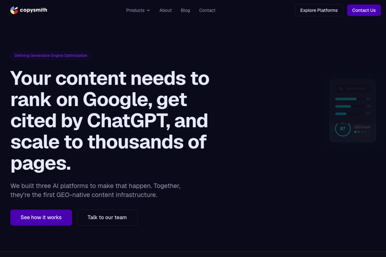 Copysmith website screenshot