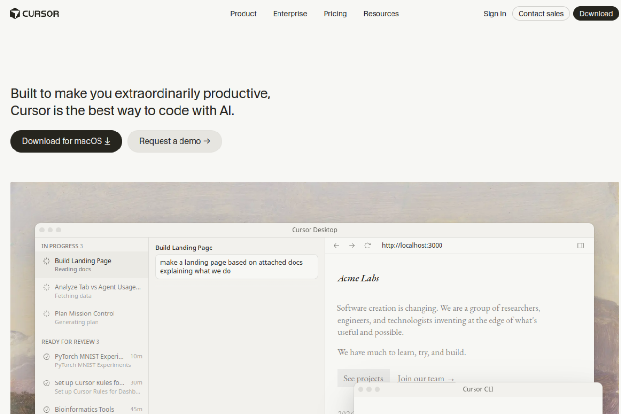 Cursor website screenshot