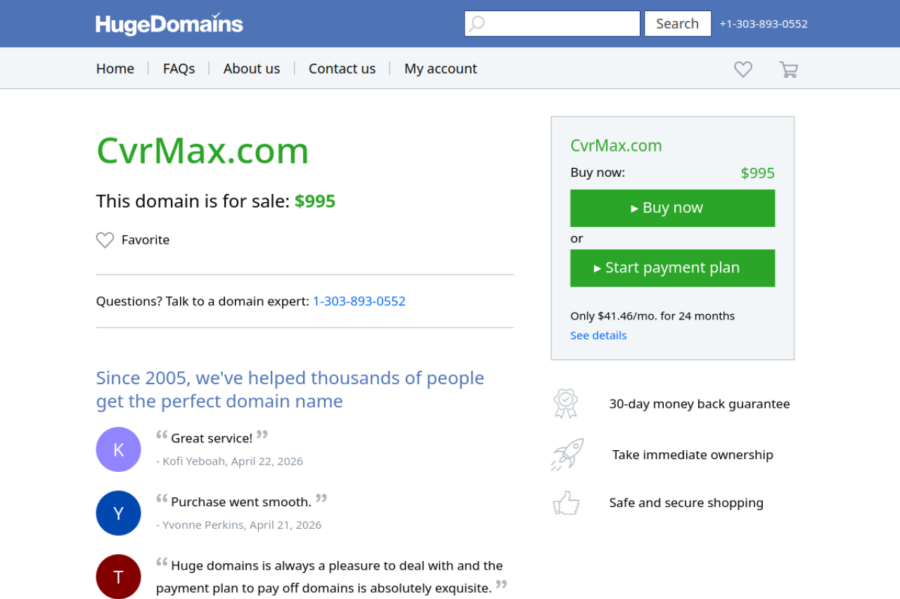 Cvrmax website screenshot