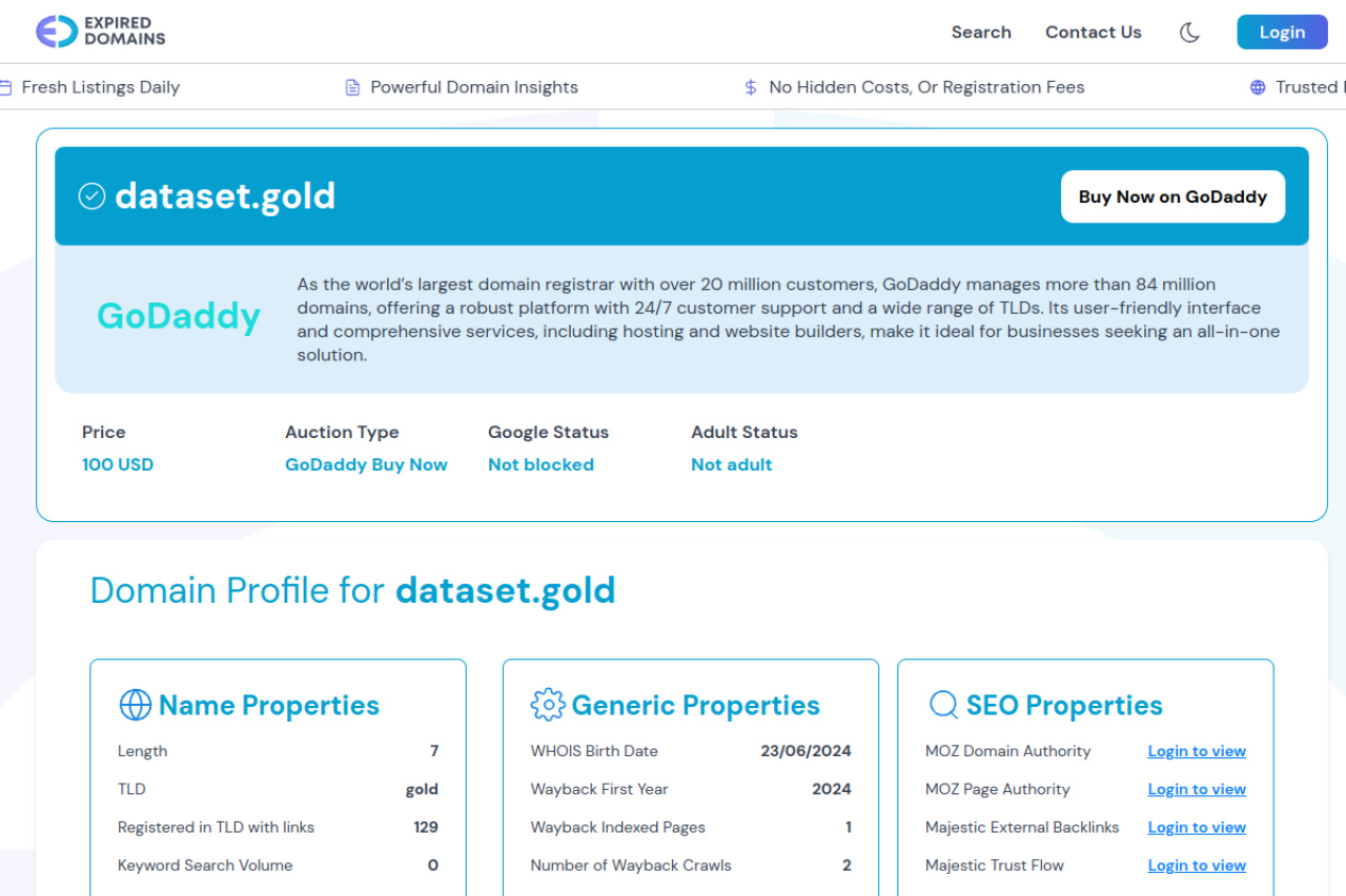 Golden Dataset website screenshot