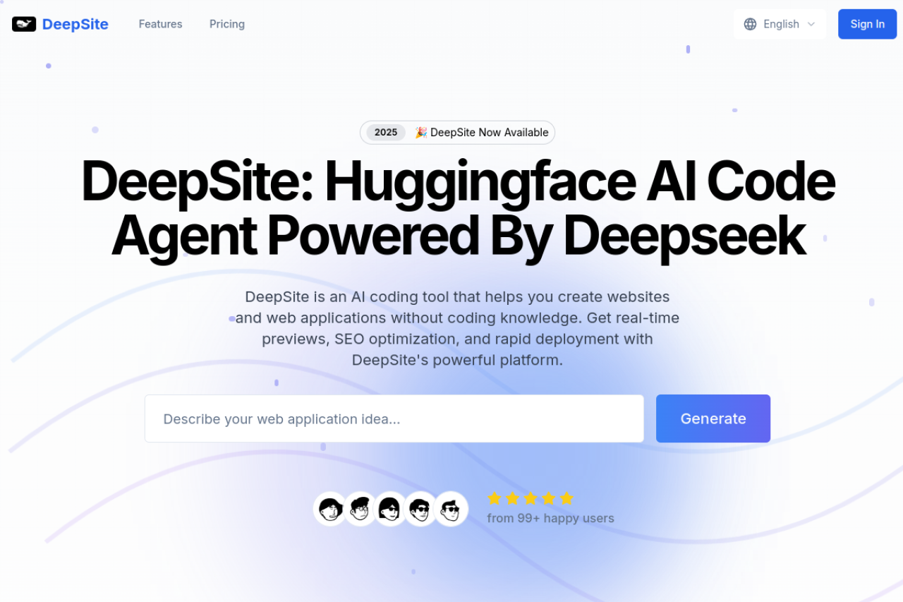 Deepsite website screenshot